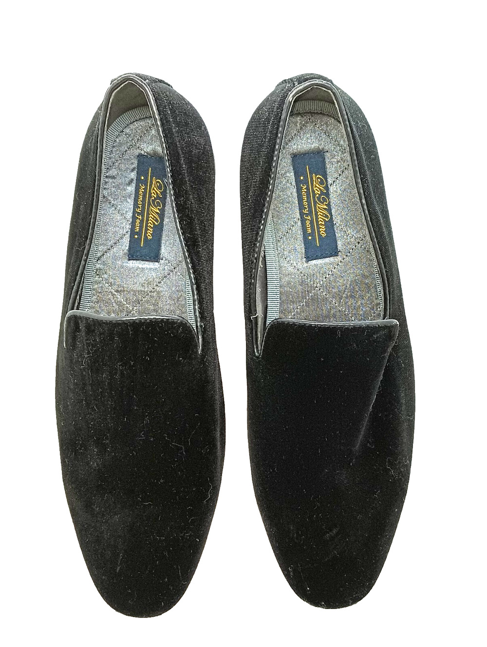 La Milano Alex Mens Slippers Memory Foam Loafers Velvet Red Bottom Black Size 9